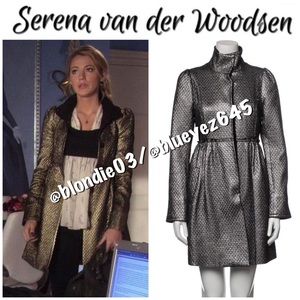 Alice + Olivia silver metallic brocade coat jacket M